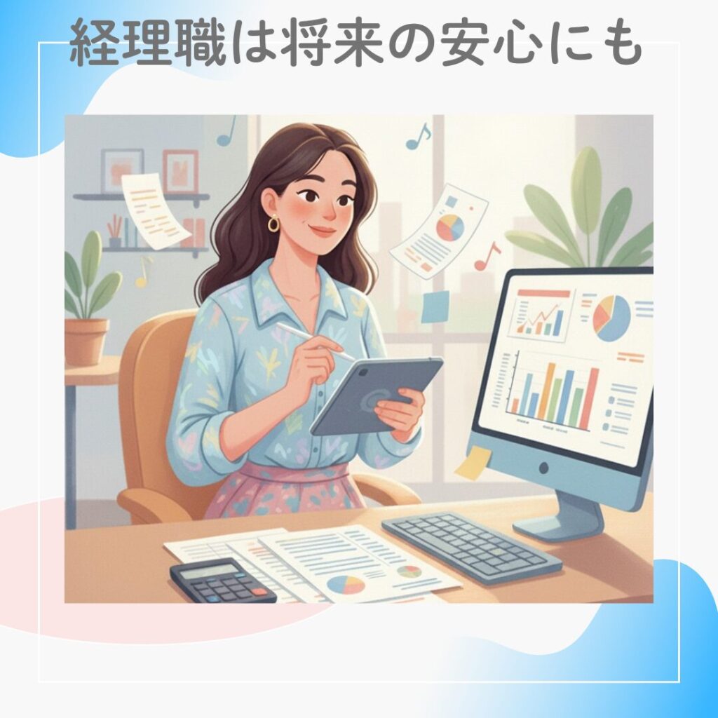 派遣で経理職を選ぶことで将来の安心につながるイメージ図