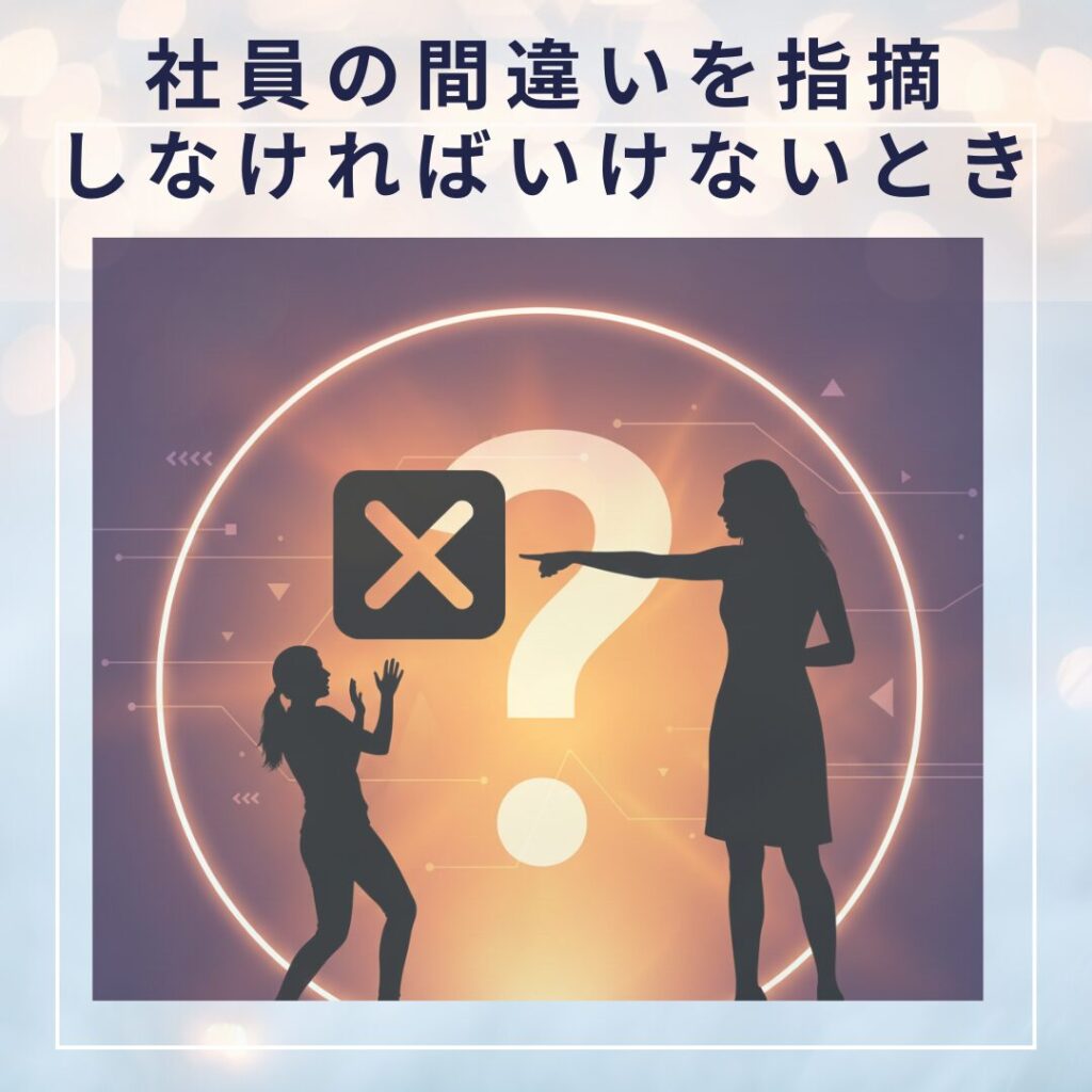 社員の間違いを指摘している女性のイラスト