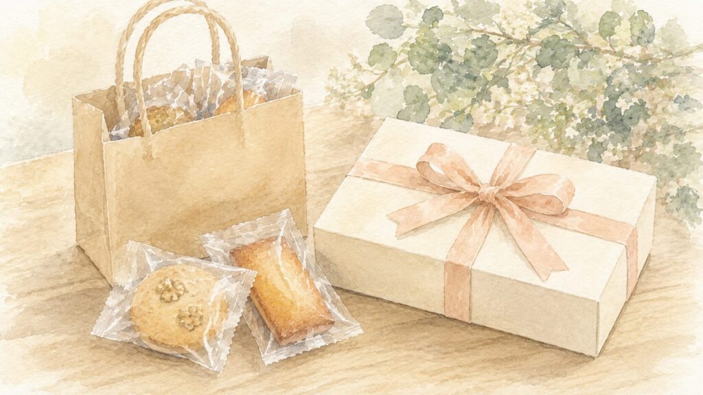 お礼に渡すお菓子の紙袋と箱