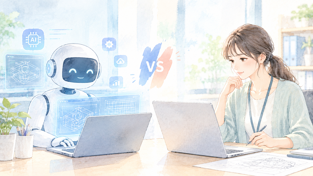 AI時代のCADオペレーターの需要を考えるイラスト